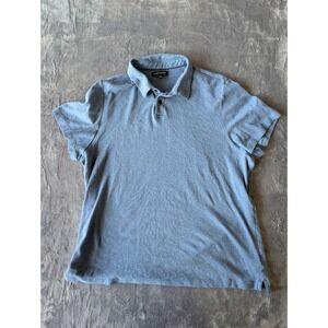 Banana Republic Mens XXL Heather Blue Short Sleeve Polo Shirt Jersey Cotton